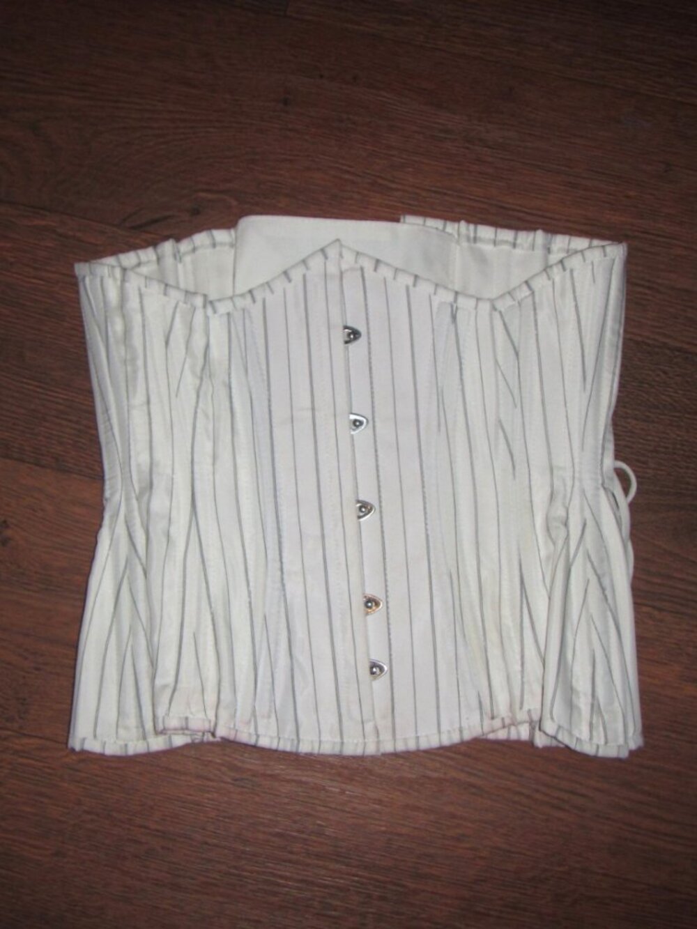 White Pinstripe Underbust Waist Training Corset Steel Boned 24"